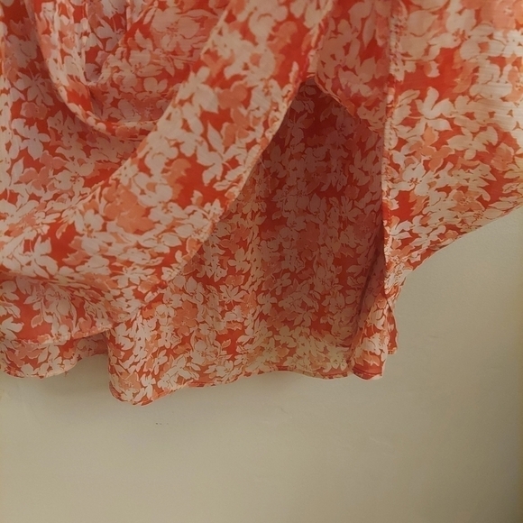 ZARA Orange Floral Drop Waist Ruffle Lightweight Boho Dress - Picture 10 of 14